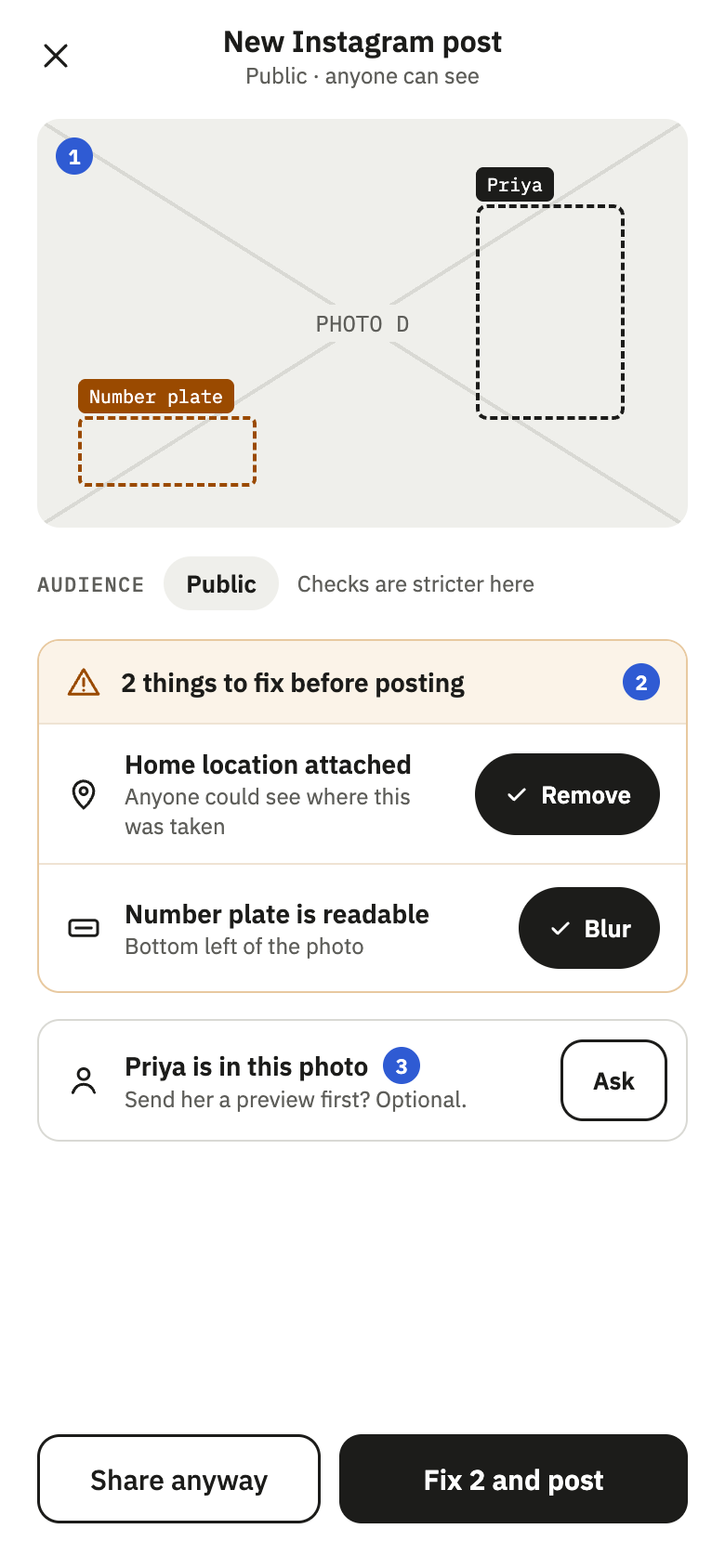 Public post check wireframe